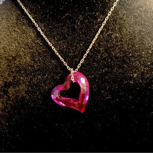 Swarovski Fuchsia Crystal Heart Necklace. Previously worn.